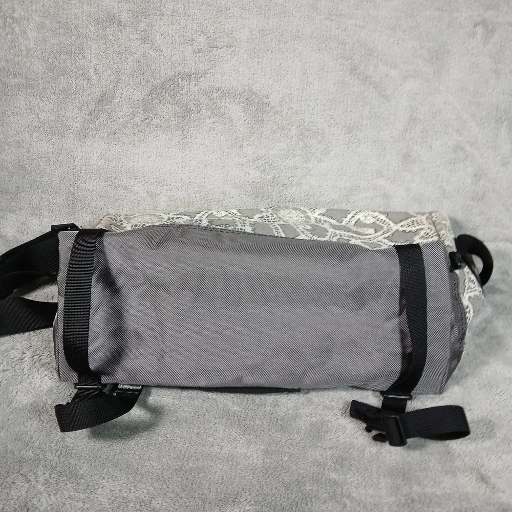 Timbuk2 Y2K Messenger Bag Gray White Lace Print Commuter Bike